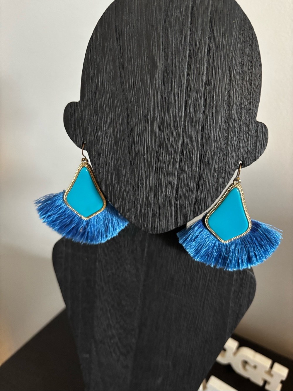 Bundle and Save! Blue Fringe Teardrop Statement Earrings